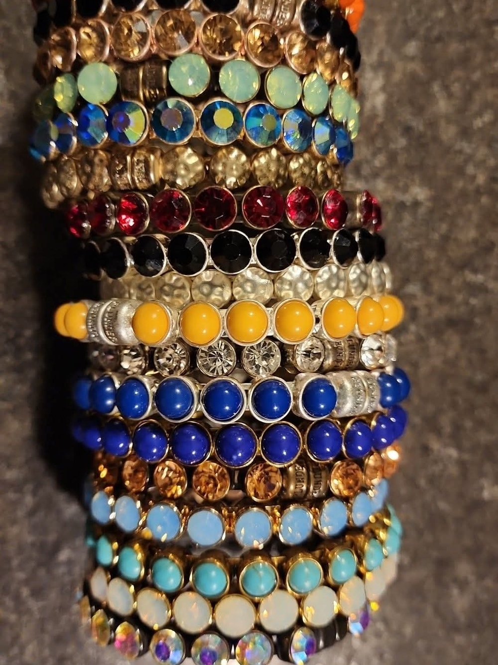 Stacked Multicolor Crystal Stretch Bracelets - Women